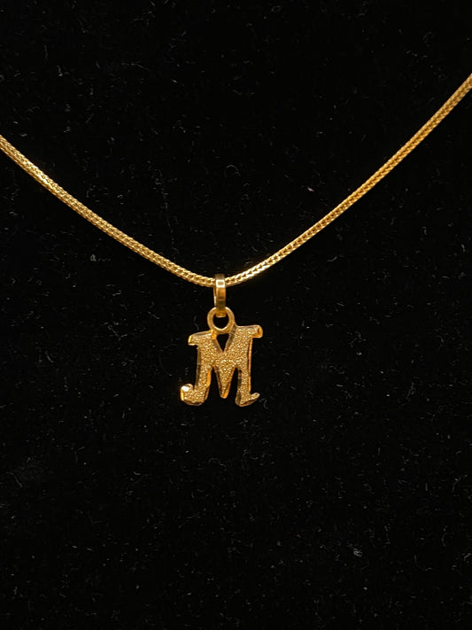 22K Gold Pendant: Letter M